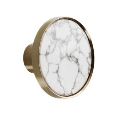 Imagem de Puxadores de latão sólido de pedra natural para armários e gavetas Puxadores de armário Puxador de armário de móveis Gancho de decoração de parede, baisongshi, 42 mm, com parafuso de alça