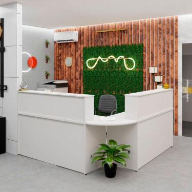 Imagem de Balcão Atendimento de Canto para Recepção 2 Gavetas Branco