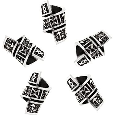 Imagem de HAQUIL Bracelete de Trança Pingente Puxador de Cabelo Fios de Cabelo Trava Fios Dreadlock Pin Quick Beader Viking Beads Combo 5 pcs Viking Celtics Knots Triquetra Hair Beads Lock