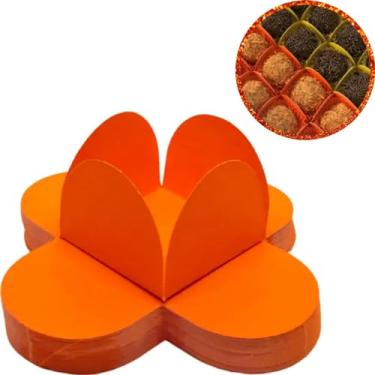 Imagem de Forminhas 4 Pétalas Para Doces Finos Brigadeiros Festas Aniversários Casamentos Chás de Bebê N7 17 Cores (500, Laranja)