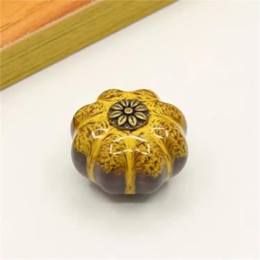 Imagem de Puxadores de cerâmica pintados à mão leopardo, puxadores de gaveta de armário, pacote de um botão com alça de parafuso, 1231, Qinggu, amarelo