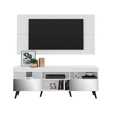 Imagem de Rack Retrô com Espelho e Painel com Suporte para Tv até 65" Multimóveis Flórida Fg3142 Branco/preto