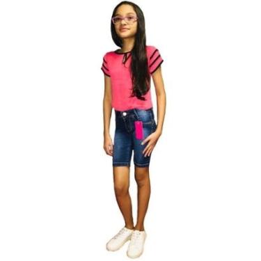 Imagem de Kit 3 Bermuda Jeans Com Licra Infanto Juvenil Feminina-Feminino