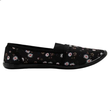 Imagem de Sapatilha Moleca Brim Flores Preto