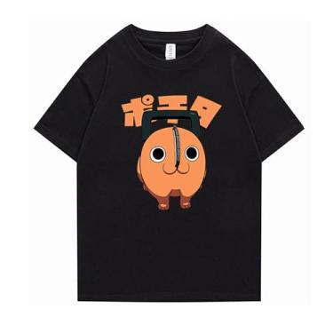 Imagem de RICHSAIKOU Camiseta masculina de motosserra unissex manga curta gola redonda algodão Makima Power Denji Pochita Cosplay Plus Size 5GG, Preto, B, XXG
