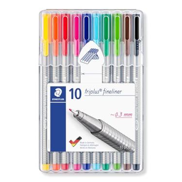 Imagem de STAEDTLER Caneta Triangular, Fineliner Triplus, 334 SB10 03, 10 Cores, Multicor, 0.3 mm, 10 pack