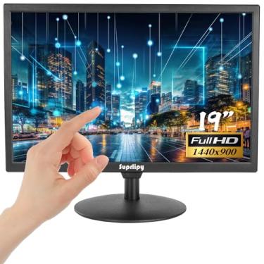 Imagem de Suprlipy Monitor de tela de toque TFT LCD de 19 polegadas 1440x900 Suporte HDMI VGA AV USB BNC 10 pontos de toque capacitivo para laptop PC Xbox PS5/PS4 Switch Sistemas POS LounSpeakers integrados