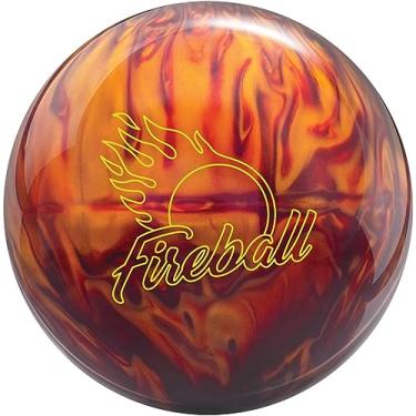 Imagem de Bola de boliche pré-perfurada Ebonite Fireball - vermelha/dourada 7,2 kg