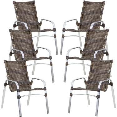 Imagem de Kit 6 Cadeiras Emily em Alumínio e Fibra Sintética Trama