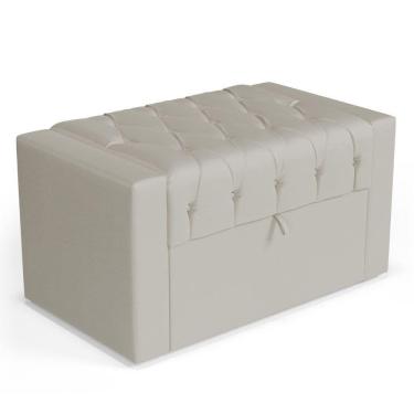 Imagem de Calçadeira Báu Solteiro Atena 90cm Capitonê Sintético Bege - Desk Design