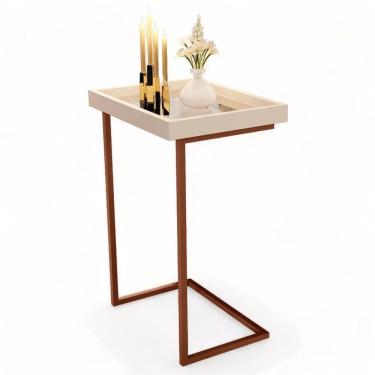 Imagem de Mesa De Apoio Sofá Jb 4774 Pérola E Bronze Bechara