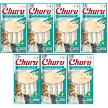Imagem de Kit 07 Churu Petisco Para Gatos Vários Sabores Escolher Inaba - 28 Tubetes (Kit 7 unid. (28 Tubetes), Frango com Caranguejo)