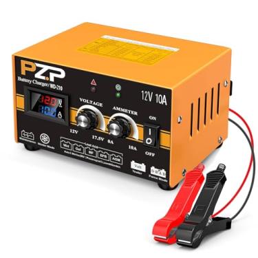Imagem de PZ.P Carregador de bateria de 12 volts 10A Carregador de bateria manual de 12 V Carregador de bateria de carro automotivo Auto Ciclo profundo AGM Mantenedor de bateria inteligente ajustável para