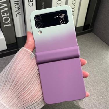 Imagem de Para Galaxy Z Flip6 ZFlip 6 5 Matte Gradient Slim Case para Samsung Z Flip 4 3 Flip3 Zflip5 Capa dura com dobradiça de cor dupla, branco roxo, para Zflip6