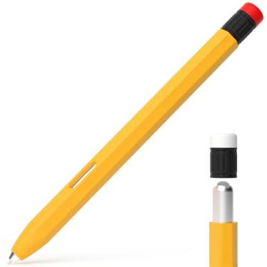 Imagem de AZF Capa compatível com S Pen, capa ultra para Samsung Galaxy Tab S7/S7+/S7 FE/S8/S8+/S8 Ultra/S9/S9+/S9, capa protetora de silicone com design clássico, suporta carregamento magnético (amarelo)