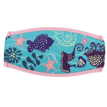 Imagem de Protetor de Cabelo de óculos de Mergulho de Borracha de Neoprene, Uso de Fundo Verde Com Borda Rosa Com óculos de Natação para Mergulho