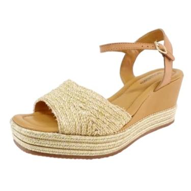 Imagem de Sandália Anabela Salto Médio Media Couro Conforto Bottero