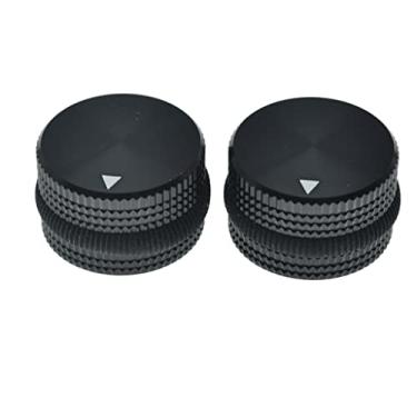 Imagem de KAISH Pacote com 2 puxadores de potenciômetro de alumínio de 63/64" (25 mm) de diâmetro de 1/4" universal de metal para guitarra/baixo/amplificador AMPS/amplificador de potência/pré-amplificadores/equipamentos de áudio preto com anel de vedação de borracha preta