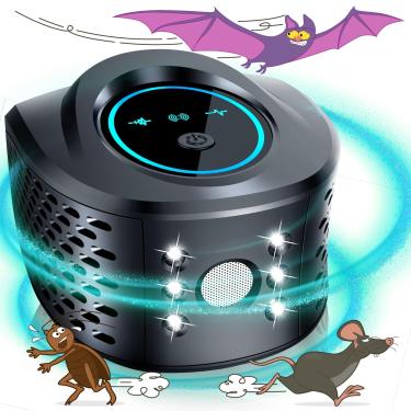 Imagem de Repelente ultrassônico de roedores atualizado 2025 – Controle interno de pragas, dissuasão de mouse, repelente de esquilos, repelente ultrassônico de morcegos para sótão e repelente de roedores em