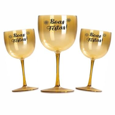Imagem de Kit 6 Taças Gin Vodka 580ml Acrílica ANO NOVO - Aloha (Dourada Boas Festas)