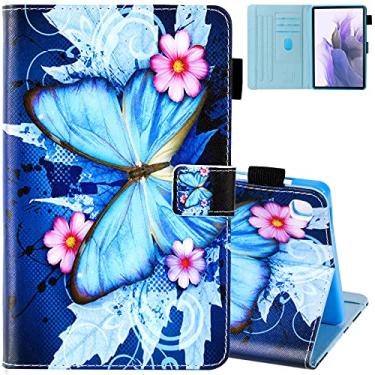 Imagem de Dteck Capa para tablet Samsung Galaxy Tab A7 Lite 22.1 cm 2021 (SM-T220/T225/T227), capa fina protetora de couro PU com ângulos de visualização de suporte ajustável, 3 compartimentos para cartão, alça