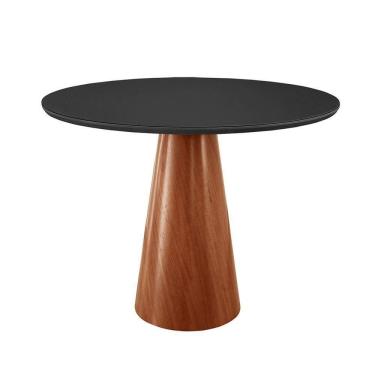 Imagem de Mesa De Jantar Gênova 110cm Tampo Redondo Vidro Móveis Minas Cor Preto