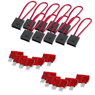 Imagem de Kit 10 Porta Fusíveis Lâmina com Fio de 2,5mm + 10 Fusíveis Lamina De 