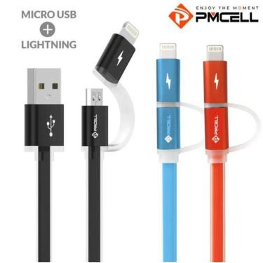 Imagem de Cabo Celular 2 Em 1 - Micro Usb V8 + Lightning iPhone Conectores Blind