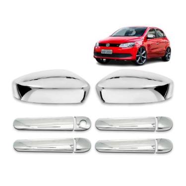 Imagem de Aplique Cromado Kit Maçaneta e Retrovisor Sem Pisca Gol Voyage Fox G6 