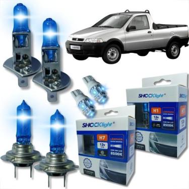 Imagem de Kit lâmpada shocklight super branca farol alto baixo e lanterna h1 h7 