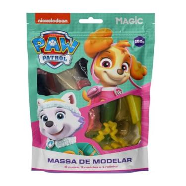 Imagem de Massa Modelar Patrulha Canina para Meninas - 6 Cores, 3 Moldes e 1 Rolinho
