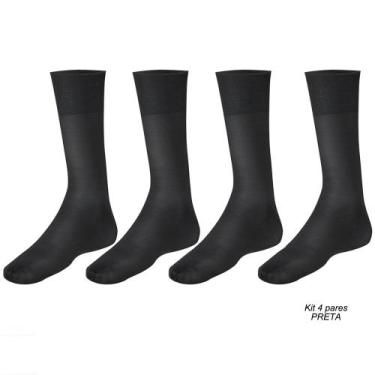Imagem de Kit Meia social masculina Meianyl Lupo 4 pares, Preto, 37 a 44