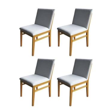 Imagem de Kit 4 Cadeira Rope em Madeira Maciça de Eucalipto Linho Branco/Marrom