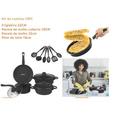 Imagem de Conjunto de panelas Antiaderente 13 Peças e utensílios - Leon, Azul be