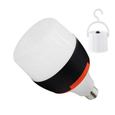 Imagem de Lampada Luz de Emergencia 30W Sem Fio Recarregavel Com Gancho E27 - Re