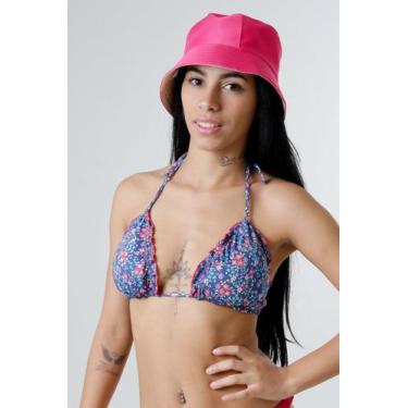 Imagem de Cortininha Ripple Estampado Floral/Rosa Pink Dupla face Rosa Pink - Ma