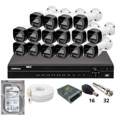 Imagem de Kit 16 Câmeras Intelbras 1220b Full Color  Dvr Intelbras Mhdx 1232 Hd 