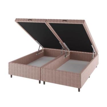 Imagem de Base de Cama Box King Vision com Baú Rústico/Rose - Vian, Rosa, Modern