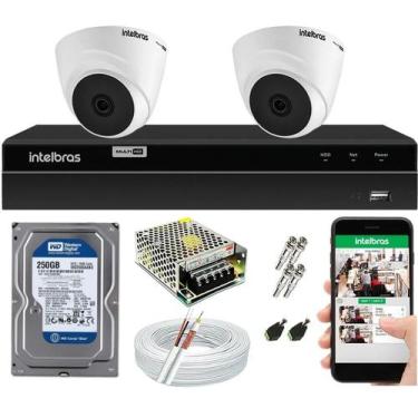 Imagem de Kit Cftv 2 Câmeras Intelbras Dome 20m infra 1120 D E Dvr Mhdx 4ch