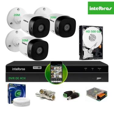 Imagem de Kit Intelbras 3 Cam G4 Dvr 4ch Mhdx H.265 Com Hd 500giga