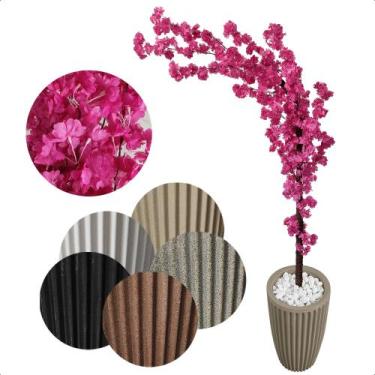 Imagem de Cerejeira Japonesa Artificial Curvada Pink Grande Vaso Decorativo - Fl
