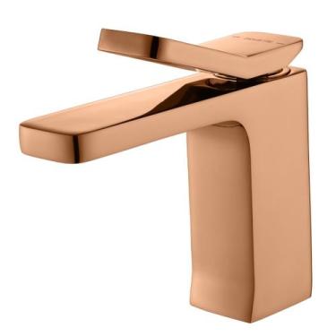 Imagem de Torneira Monocomando Rose Gold Bica Baixa Luxo Banheiro Lavabo Pia Cub