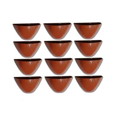 Imagem de Kit Vasos Plantas Enfeite 12 Peças Rattan Vaso Meia Lua - Mdf Store