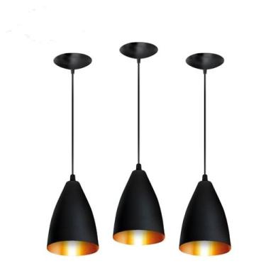 Imagem de Kit 3 Vegas pendentes Art. Decor preto com Fosco - Redann