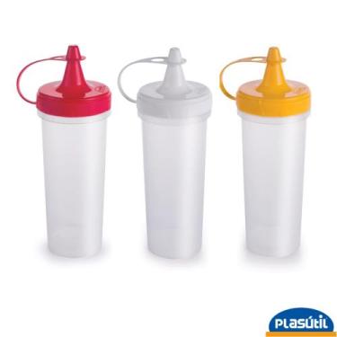 Imagem de 3 Bisnagas Plastico Molhos Coloridas P/ Lanchonete 280ml Maionese Katc