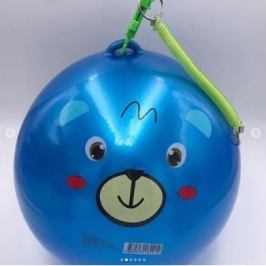 Imagem de 6x Bola Borracha Poing Poing C/cordão Mola 23cm - Brinquedo - PL