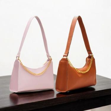 Imagem de Kit 2 Bolsas Baguetes Corrente Feminina Pequena de Ombro e de Mão - MV