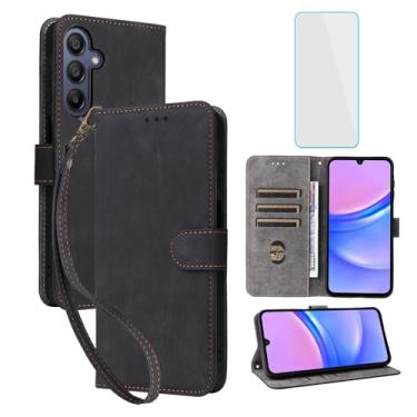 Imagem de IUQXU Capa carteira para celular Samsung Galaxy A16 5G/4G com protetor de tela [bloqueio RFID] couro flip porta-cartões mulheres homens capa para celular para Samsung A 16 5 G SM-A166 Galaxy 16A 4G