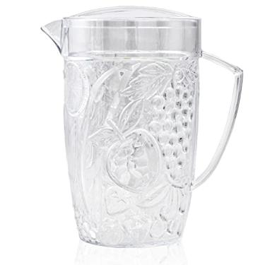 Imagem de Arrow Home Products Jarra de plástico transparente para bebidas com tampa, 2,154 g – Design de frutas de paredes grossas, feito nos EUA – Encha com água gelada, chá gelado ou suco – livre de BPA, lavável na lava-louças