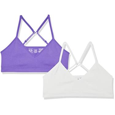 Imagem de Fruit of the Loom Sutiã sem costura para meninas grandes (pacote com 2), Branco/violeta, 32